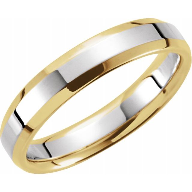 14K Yellow/White 4 mm Beveled-Edge Band