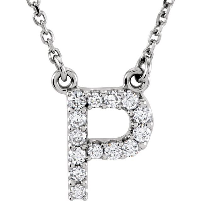 14K Initial P 1/8 CTW Diamond 16" Necklace