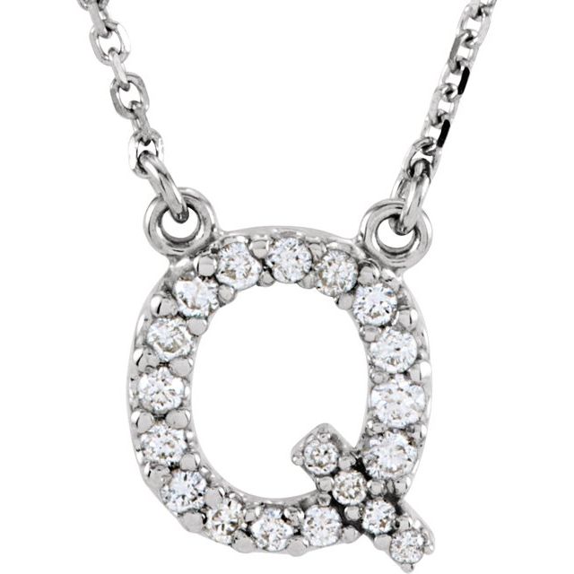 14K Initial Q 1/8 CTW Diamond 16" Necklace