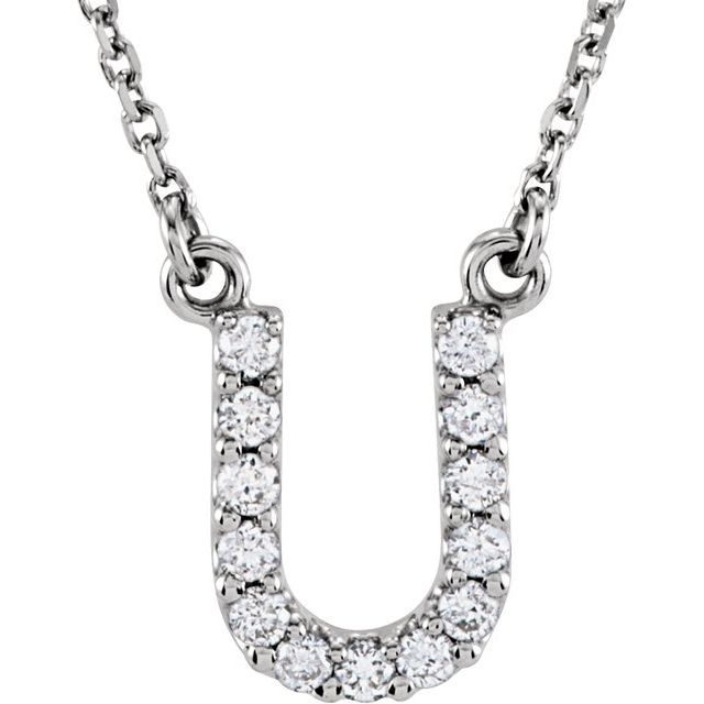 14K Initial U 1/8 CTW Diamond 16" Necklace