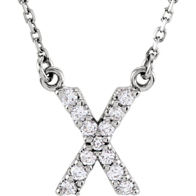 14K Initial X 1/8 CTW Diamond 16" Necklace