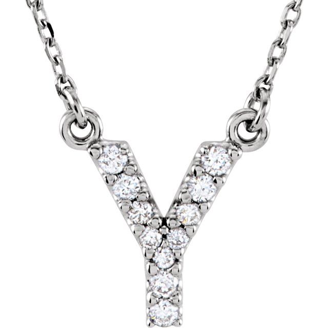 14K Initial Y .08 CTW Diamond 16" Necklace
