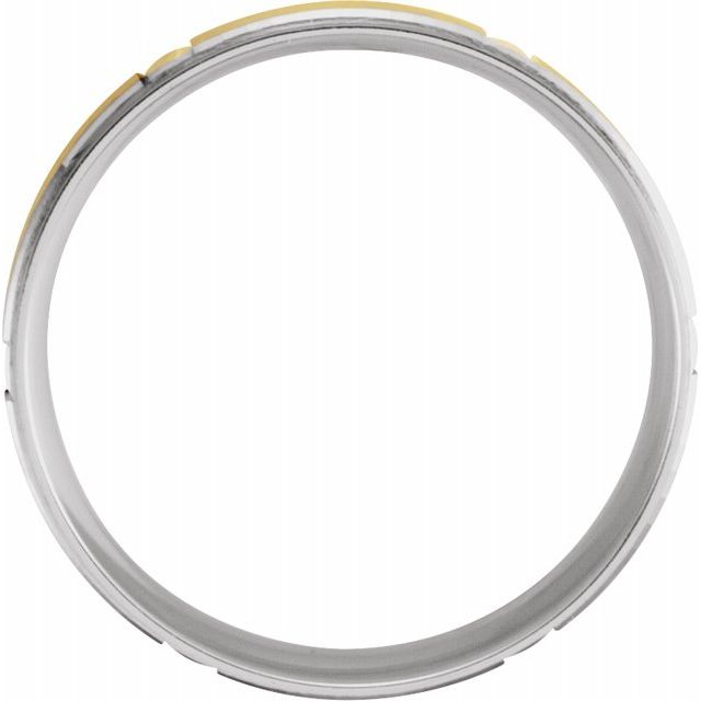 14K White/Yellow/White 6 mm Grooved Band