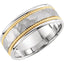 14K White/Yellow 8 mm Rope Design Band with Hammer Finish