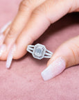 1 Carat Emerald Cut Moissanite Engagement Ring 14k White Gold