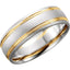 14K White/Yellow 7 mm Grooved Band with Bead Blast Finish