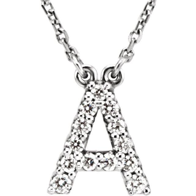 14K Initial A 1/8 CTW Diamond 16&quot; Necklace