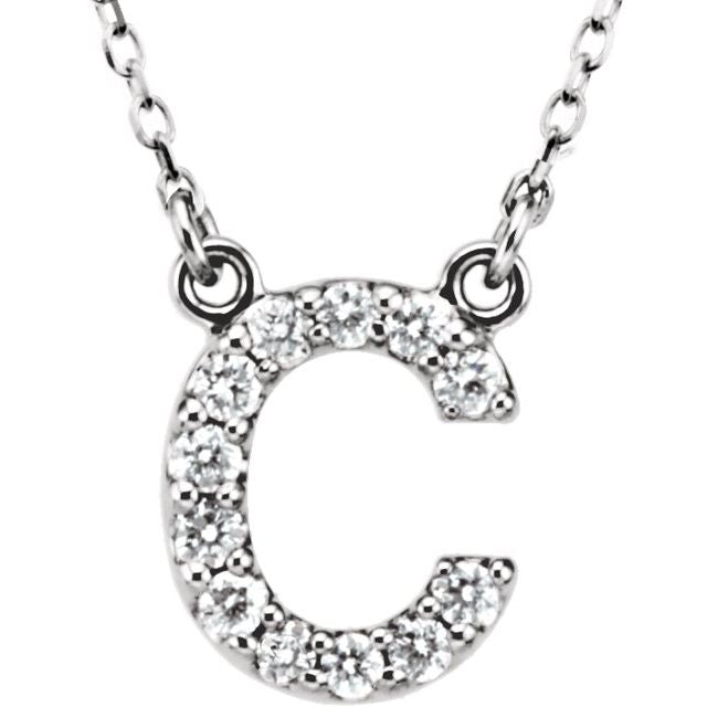 14K Initial C 1/8 CTW Diamond 16" Necklace