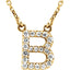 14K Initial B 1/8 CTW Diamond 16" Necklace