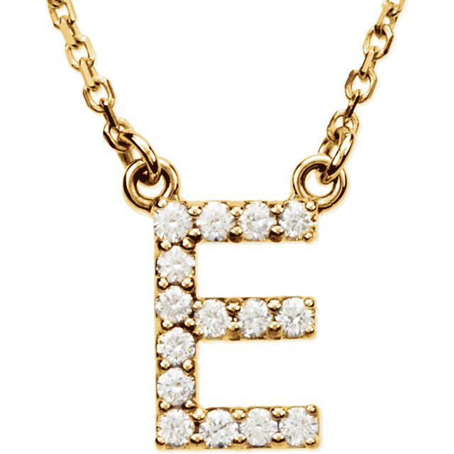 14K Initial E 1/8 CTW Diamond 16" Necklace
