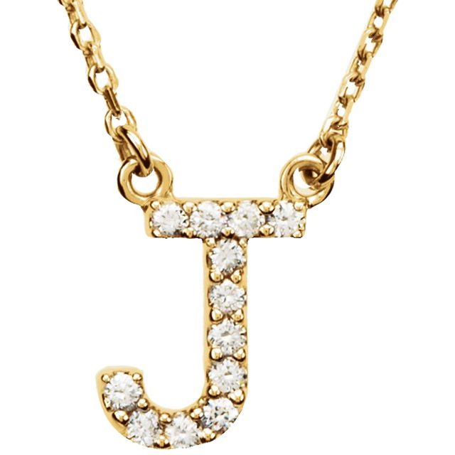 14K Initial J 1/8 CTW Diamond 16" Necklace