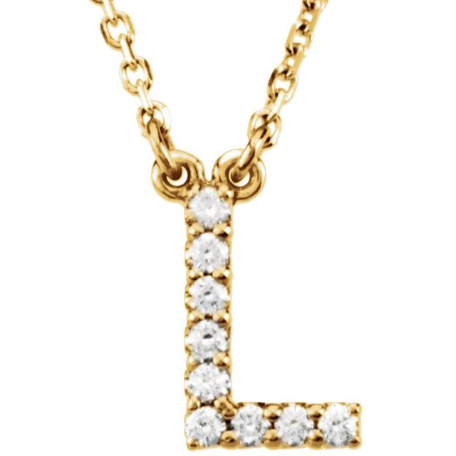 14K Initial L .08 CTW Diamond 16&quot; Necklace