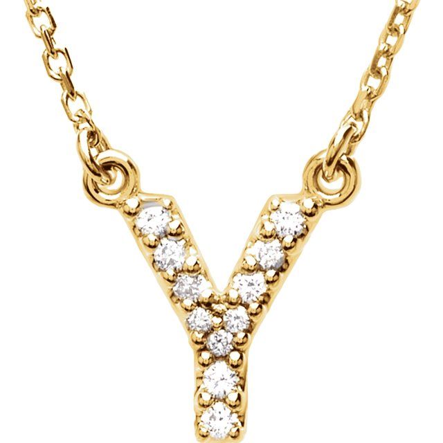 14K Initial Y .08 CTW Diamond 16" Necklace