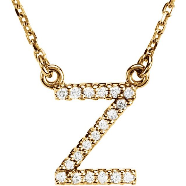 14K Initial Z .08 CTW Diamond 16" Necklace