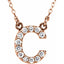 14K Initial C 1/8 CTW Diamond 16" Necklace