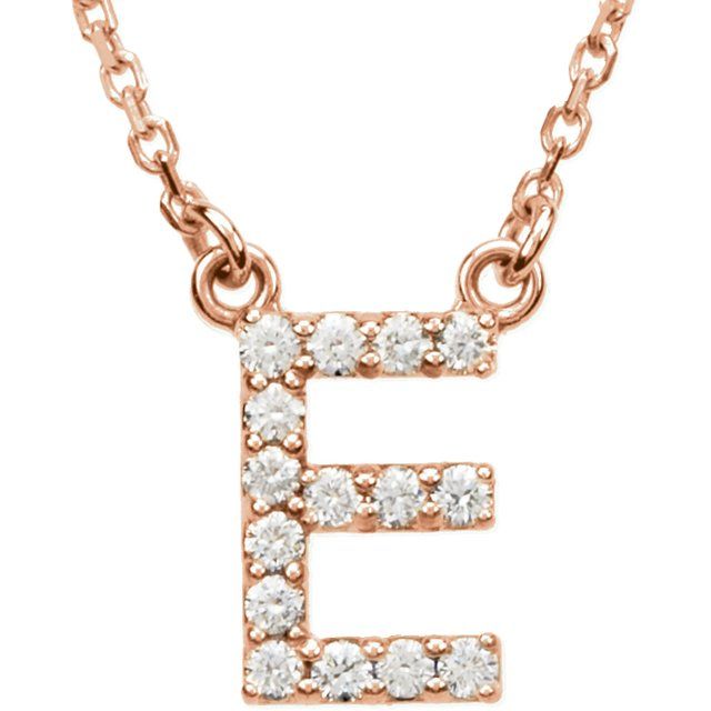 14K Initial E 1/8 CTW Diamond 16" Necklace
