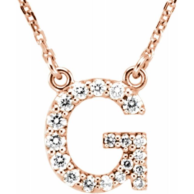 14K Initial G 1/8 CTW Diamond 16" Necklace