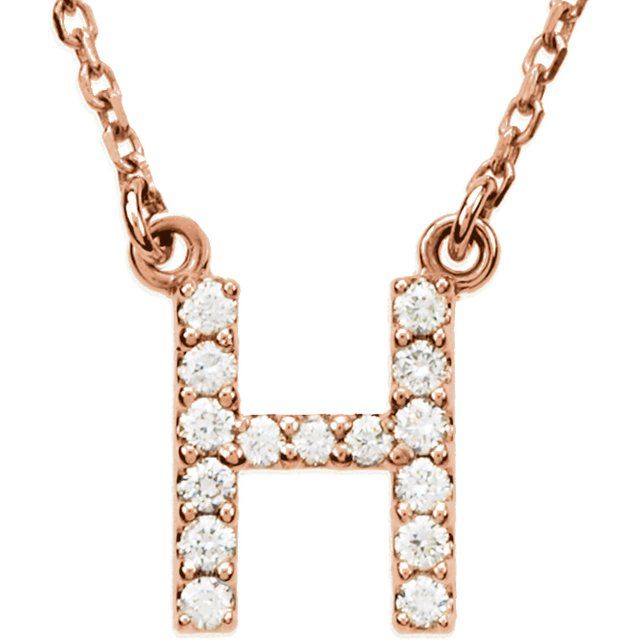 14K Initial H 1/8 CTW Diamond 16" Necklace