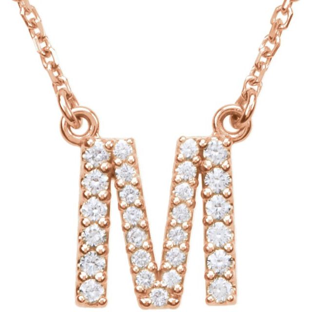 14K Initial M 1/6 CTW Diamond 16" Necklace