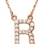 14K Initial R 1/8 CTW Diamond 16" Necklace