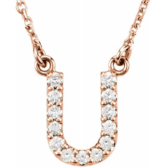 14K Initial U 1/8 CTW Diamond 16" Necklace