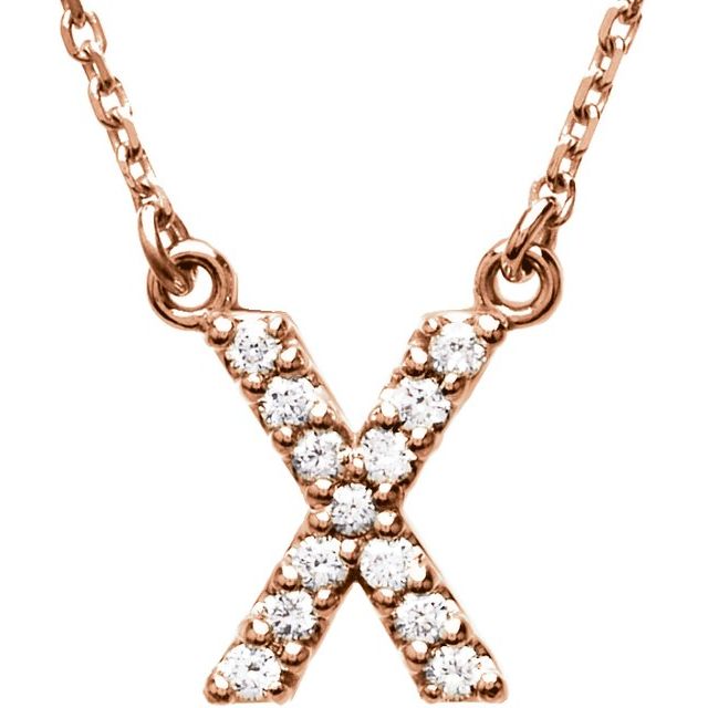 14K Initial X 1/8 CTW Diamond 16" Necklace