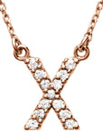 14K Initial X 1/8 CTW Diamond 16" Necklace