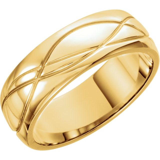 14K Yellow 8 mm Grooved Band
