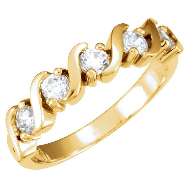 14K Yellow 3 mm Round Five-Stone Anniversary Band