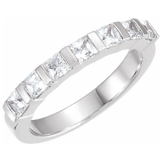 14K White 5-Stone Anniversary Band