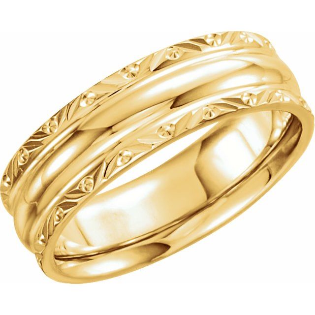 14K Yellow 6 mm Design-Engraved Band