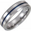Tungsten Grooved Band with Blue Enamel
