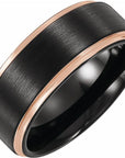 18K Rose Gold PVD and Black PVD Tungsten 8 mm Flat Grooved Band