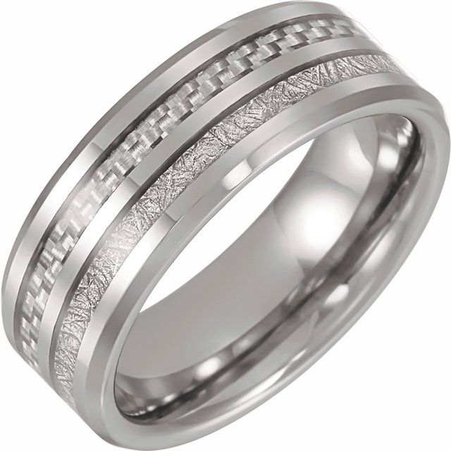 Tungsten Band with Imitation Meteorite & Carbon Fiber Inlay