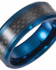 Tungsten Blue Enameled Band with Black Carbon Fiber Inlay