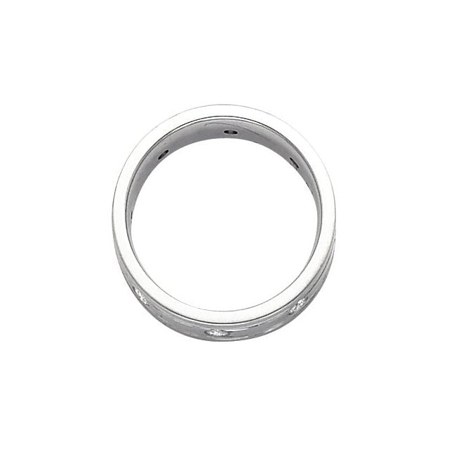 14K White 8 mm 1/2 CTW Dimaond Double Grooved Band
