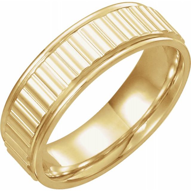 14K Yellow 6 mm Ridged Band