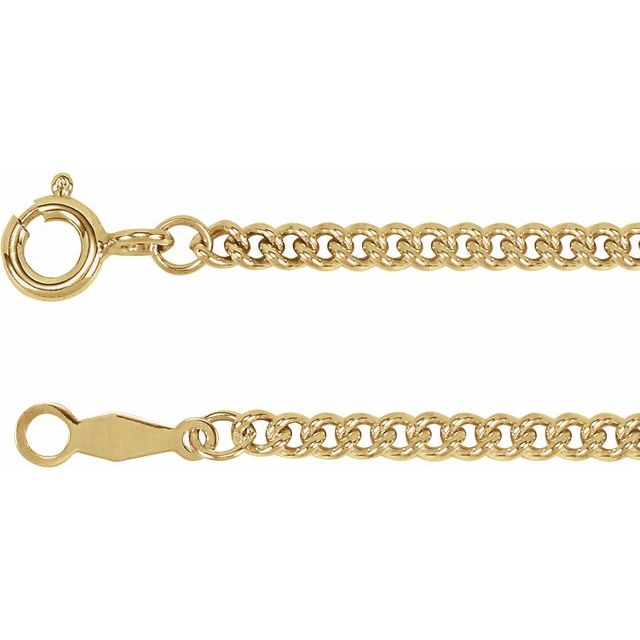 14K 2.25 mm Solid Curb Link 20" Chain