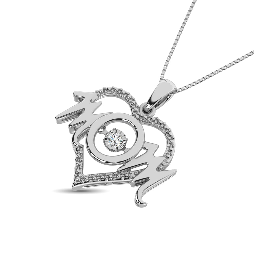 Mom Rotating Diamond and Silver Necklace Gift