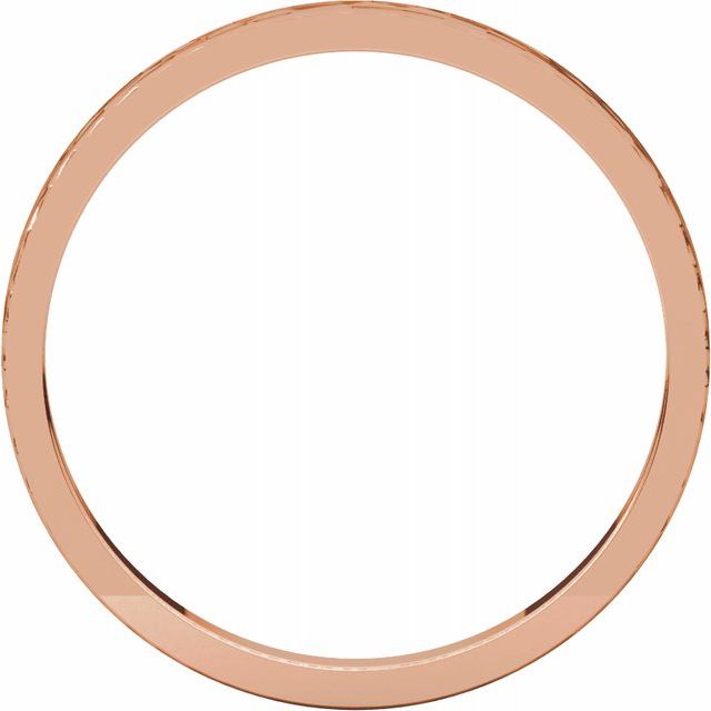 14K Rose 2 mm Flat Band with Hammer Finish