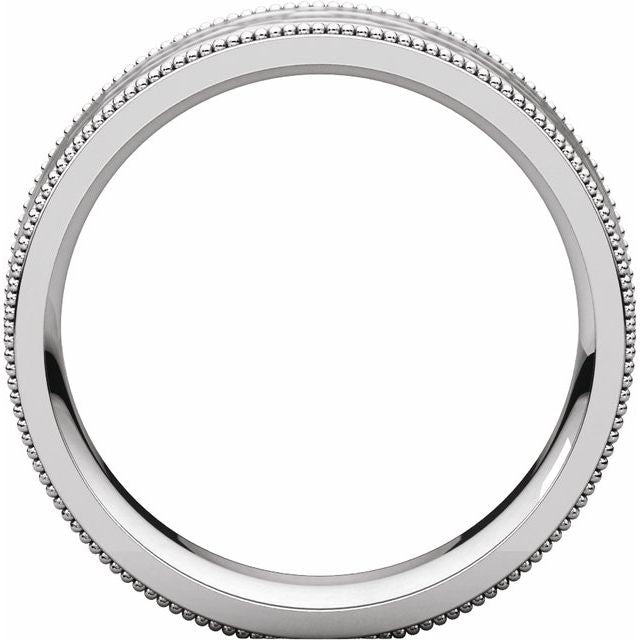 14K White 6 mm Flat Milgrain Band with Satin &amp; Hammer Finish