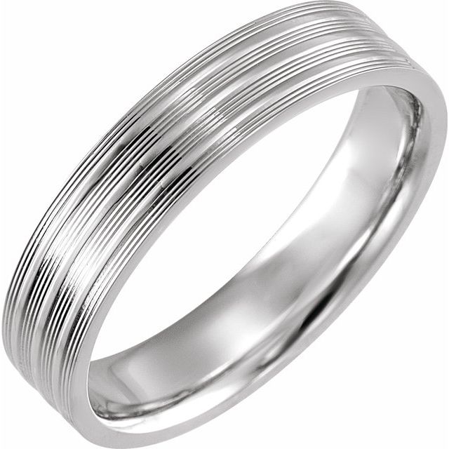 14K White 5 mm Grooved Band
