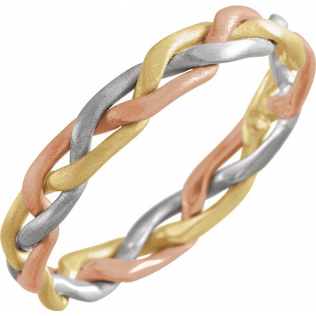 14K Tri-Color 3.5 mm Hand-Woven Band