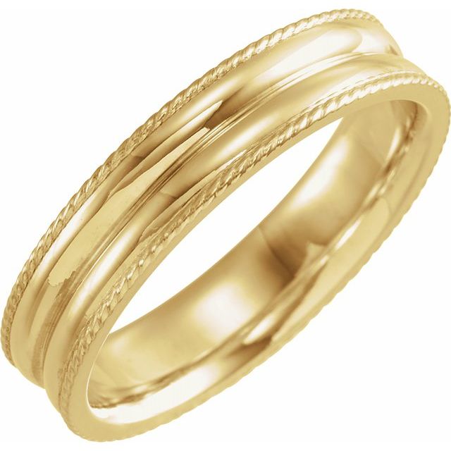14K Yellow 5 mm Grooved Band with Rope Edge