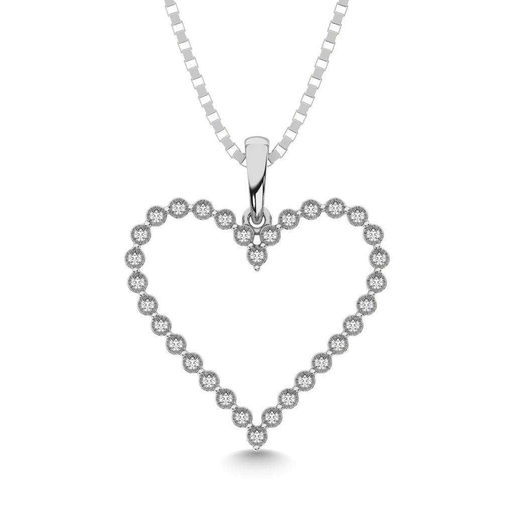 Sterling Silver 1/10 CT.TW. Diamond Heart Pendant