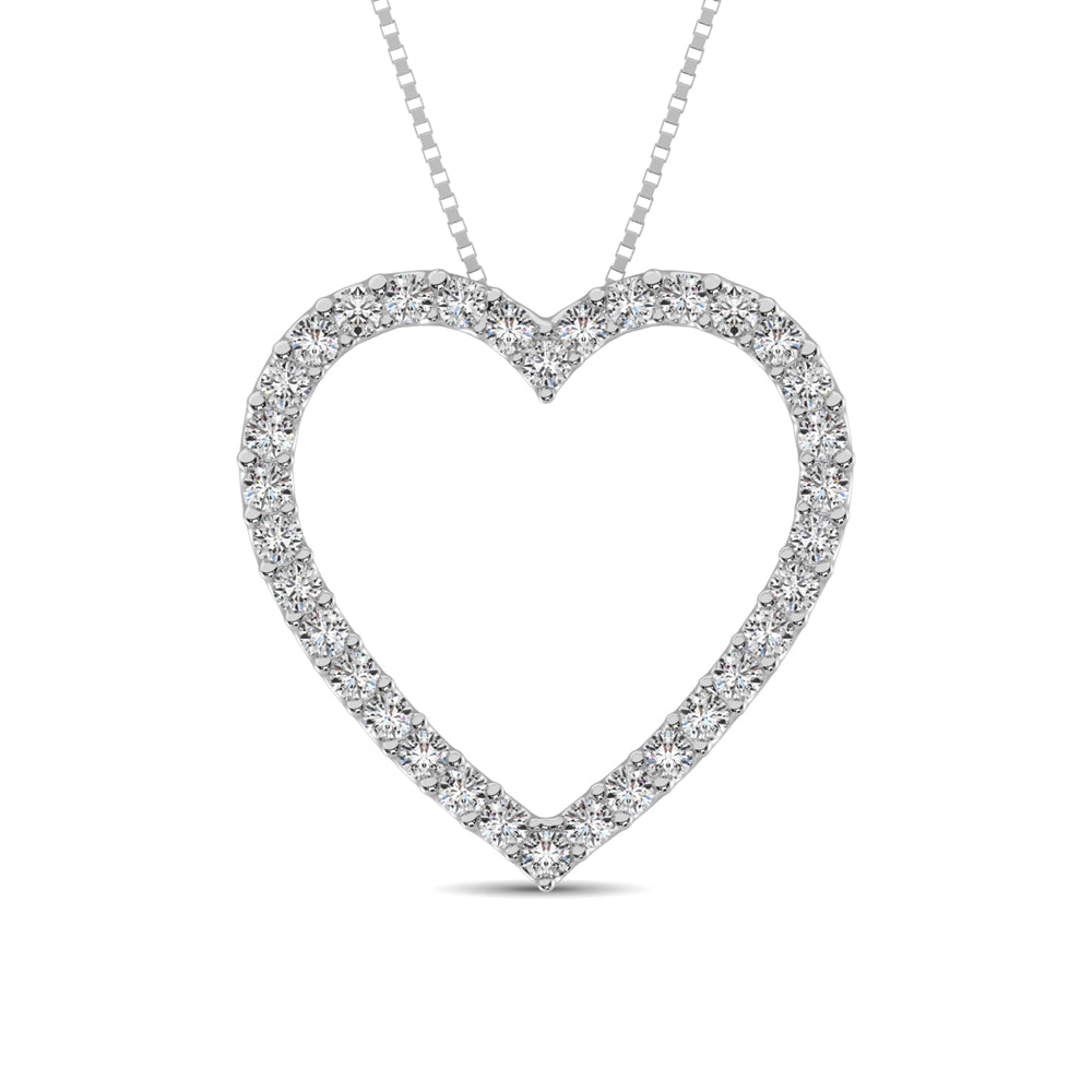 10K White Gold Diamond 1/2 CT.TW. Heart Pendant