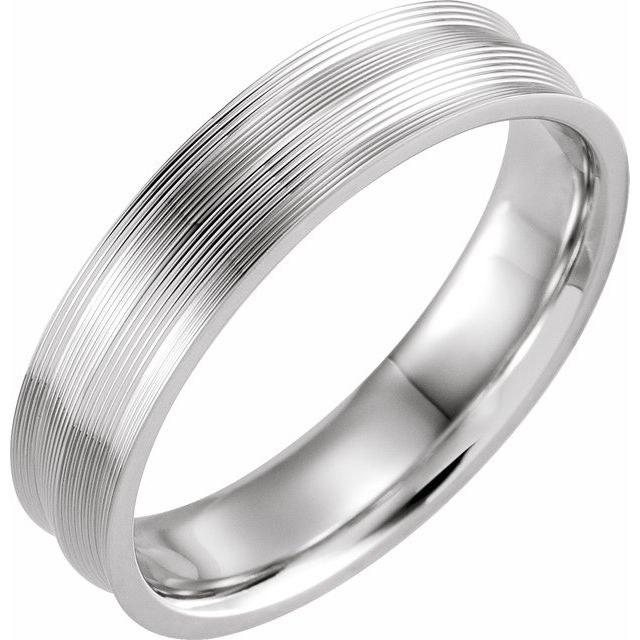 14K White 5 mm Grooved Band