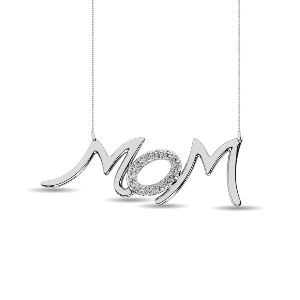 Mom Diamond and Silver Necklace Gift