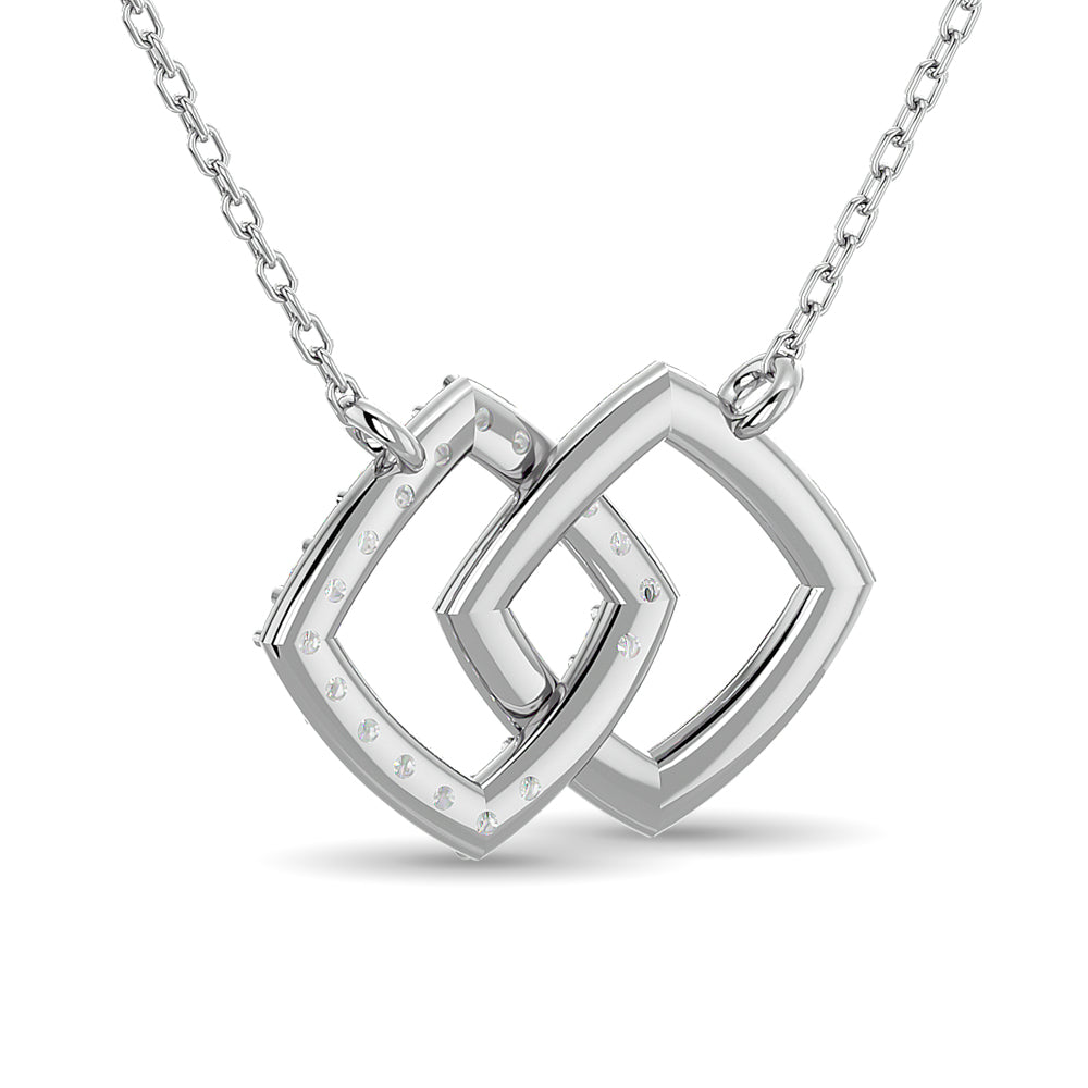 Diamond 1/6 CT TW Symatrical Square Necklace in 10k White Gold