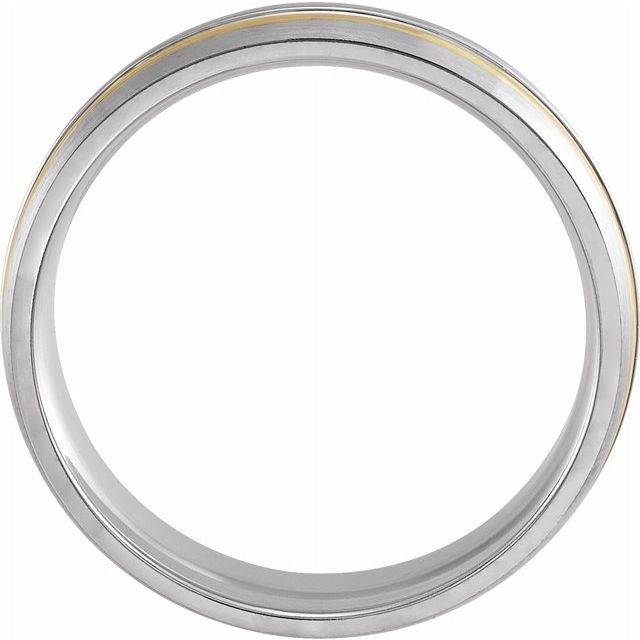 14K White &amp; Yellow 6 mm Grooved Band with Brush Finish